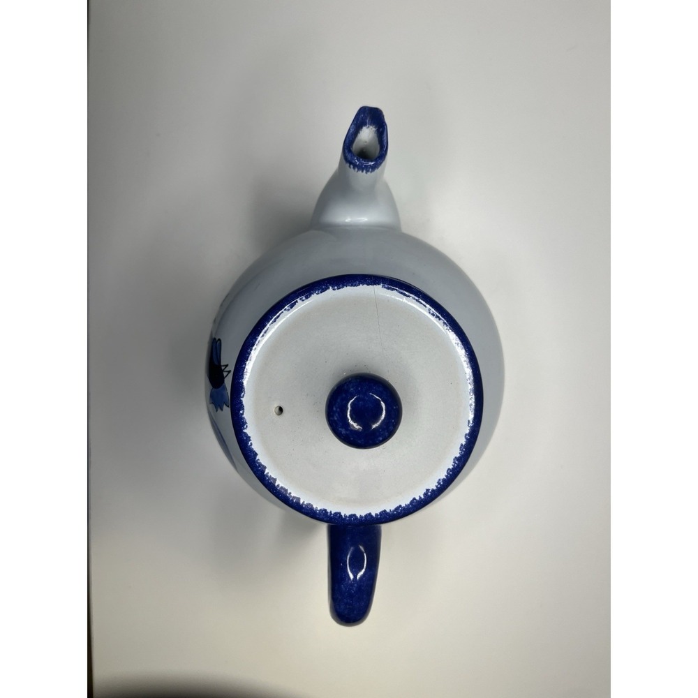 HB Quimper Pottery France Le Coq Teapot Blue Rooster Tea Pot - Picture 5 of 13
